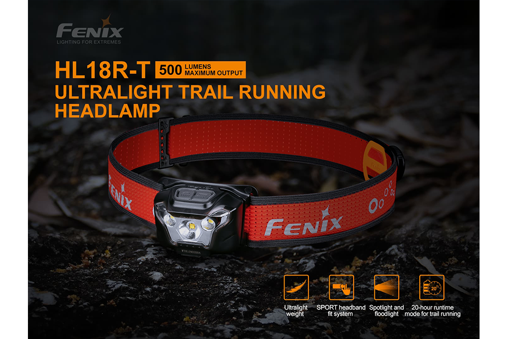 Fenix HL18R-T Lightweight Rechargeable LED Headlamp - 500 Lumens