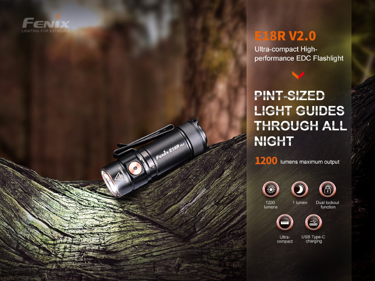 Fenix E18R V2 Rechargeable LED Flashlight